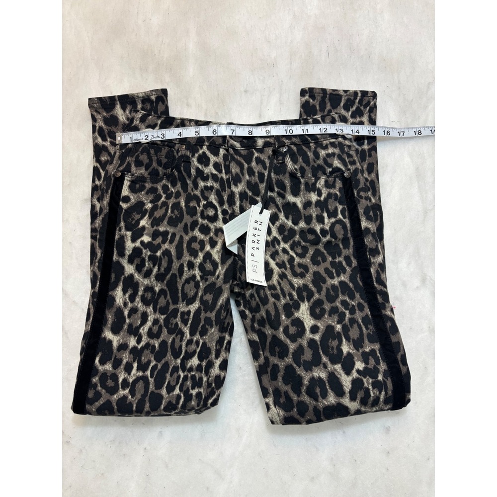 Parker Smith Night Cat Leopard Print Tuxedo Stripe Skinny Jeans Size 26 NWT - Picture 10 of 12